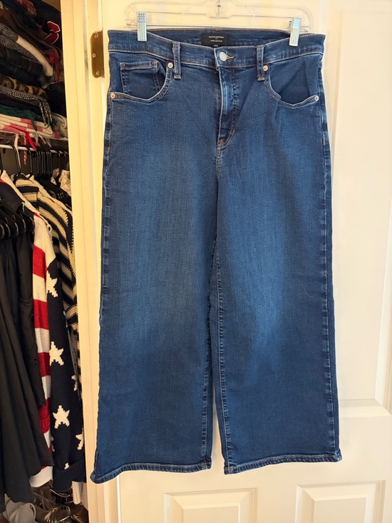 Banana Republic Factory Denim - Banana Republic Factory Dark Blue Cropped Wide-Leg Jeans
